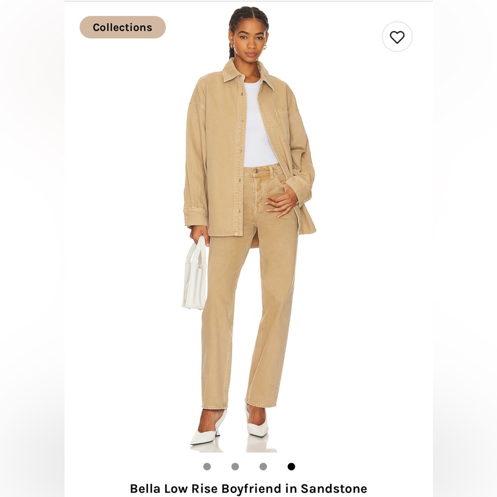 Grlfrnd bella low rise boyfriend in sandstone from revolve
